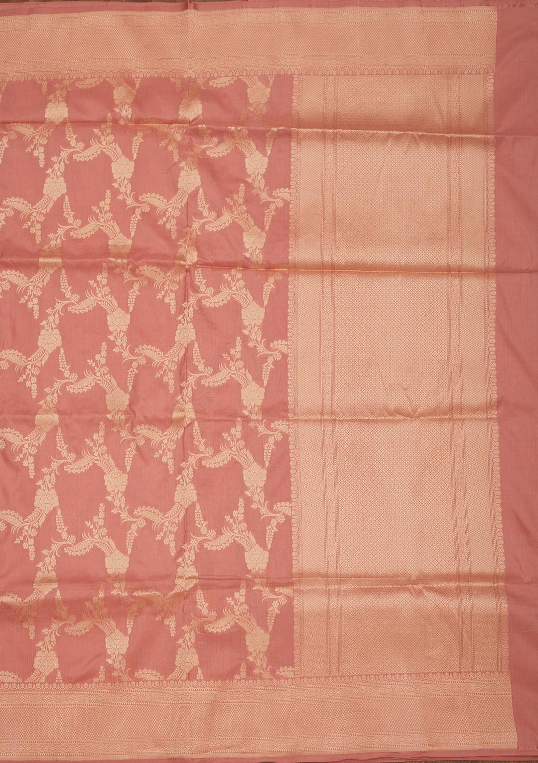 Peach Zariwork Pure Silk Saree