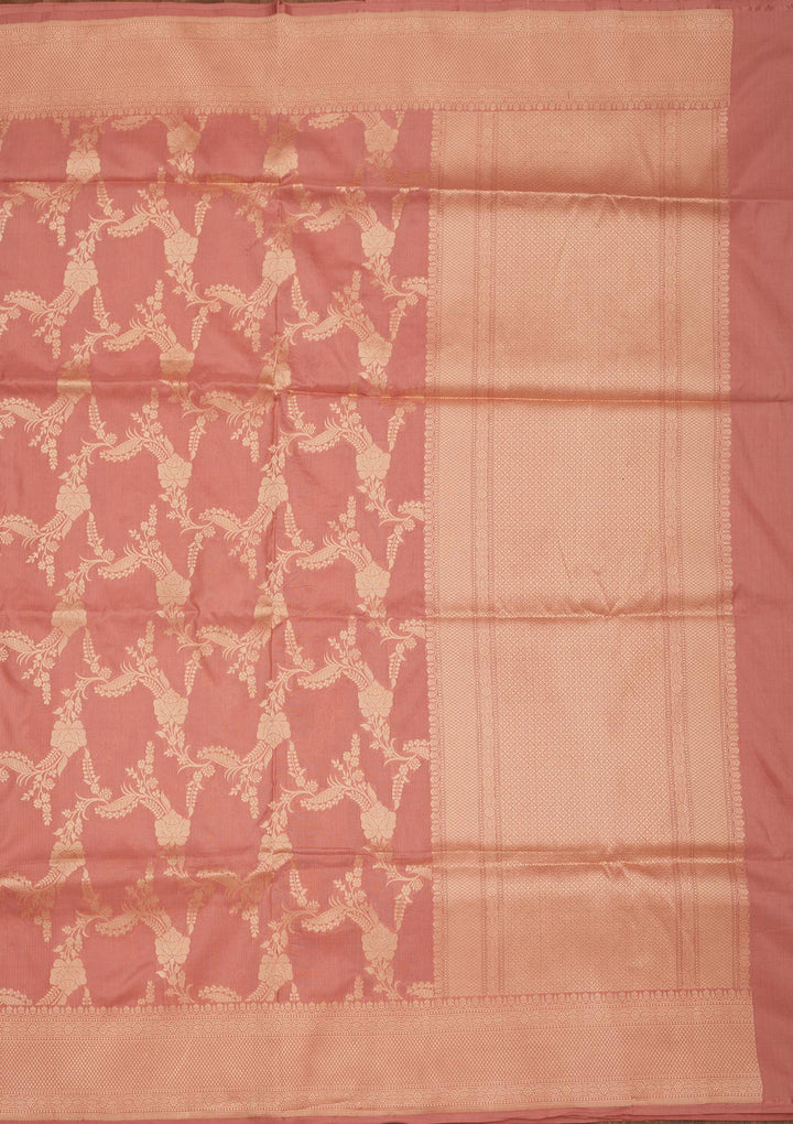 Peach Zariwork Pure Silk Saree