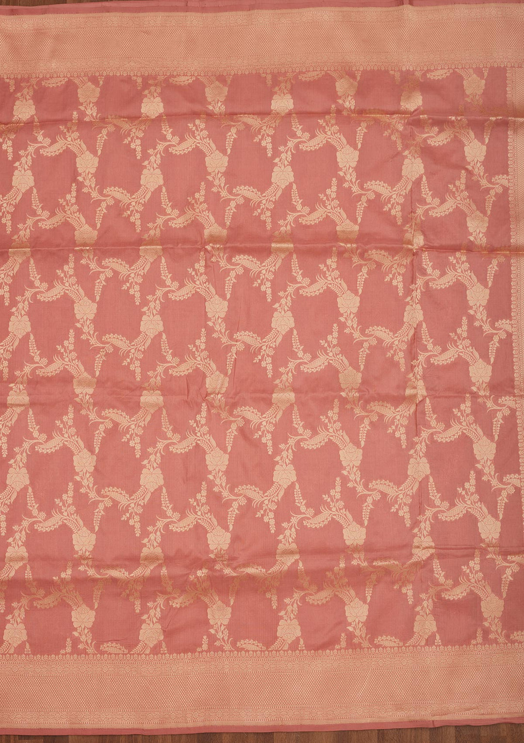 Peach Zariwork Pure Silk Saree