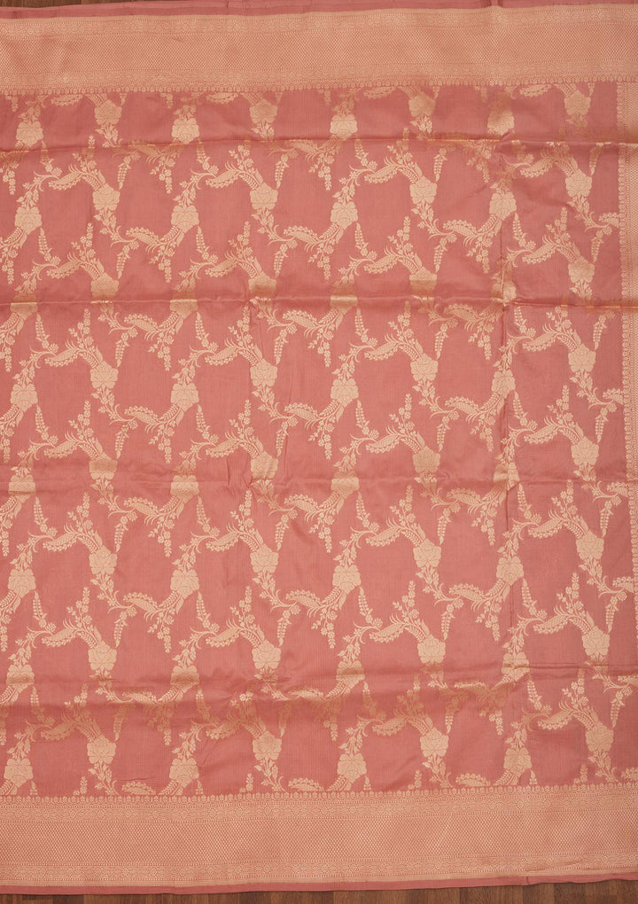 Peach Zariwork Pure Silk Saree