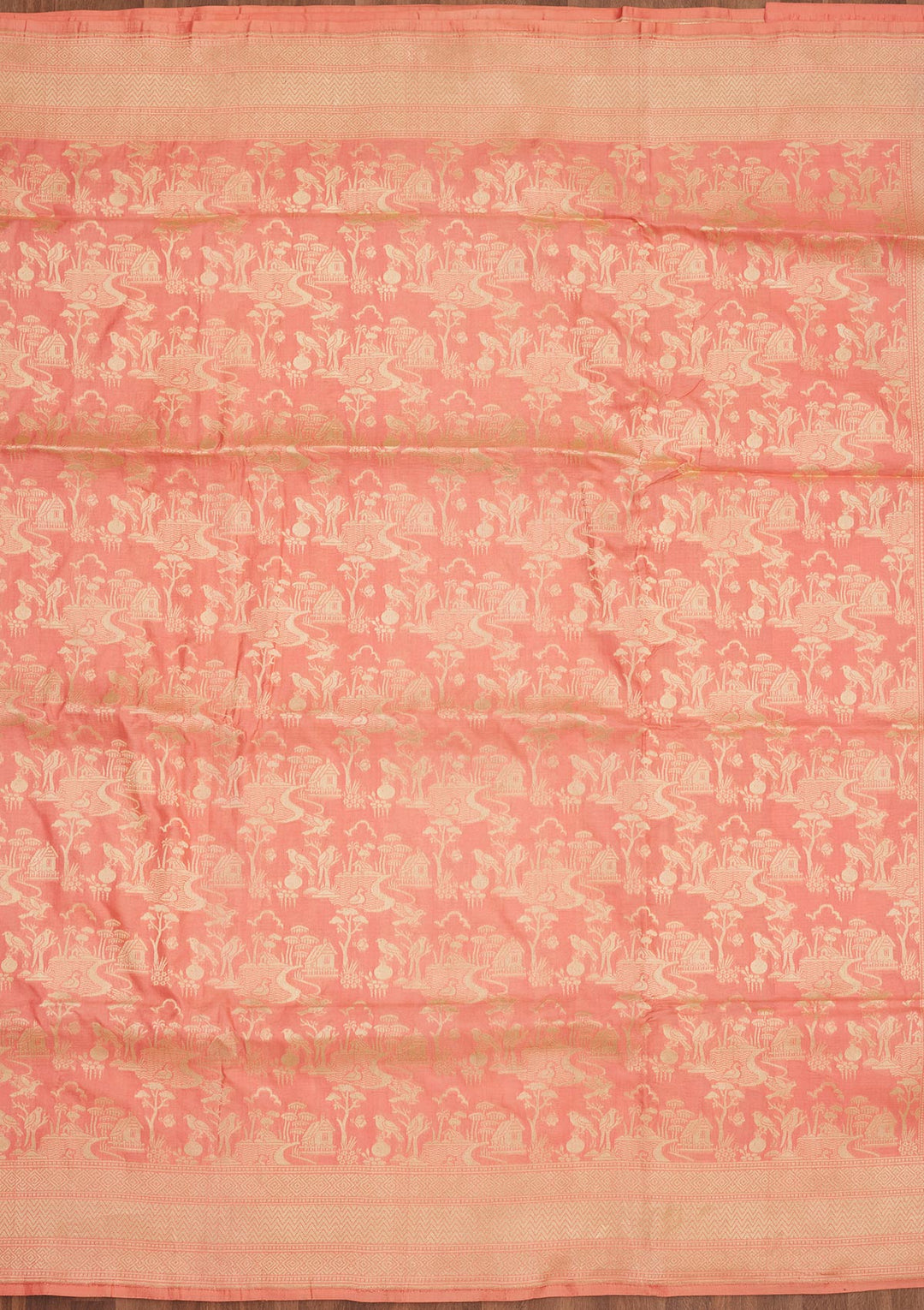 Peach Zariwork Pure Silk Saree