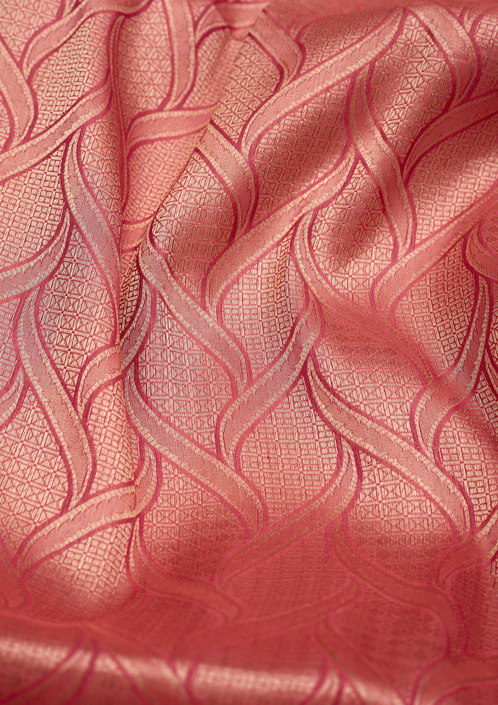 Peach Zariwork Pure Silk Saree