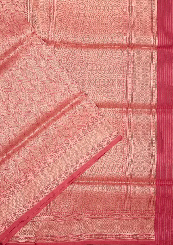 Peach Zariwork Pure Silk Saree
