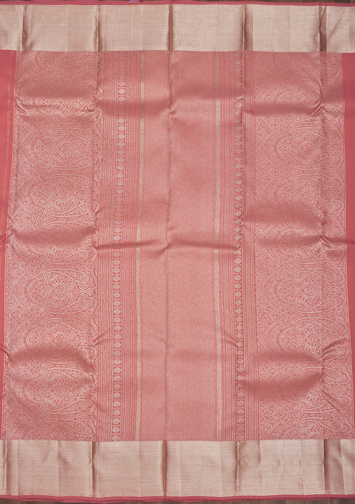Peach Zariwork Pure Silk Saree
