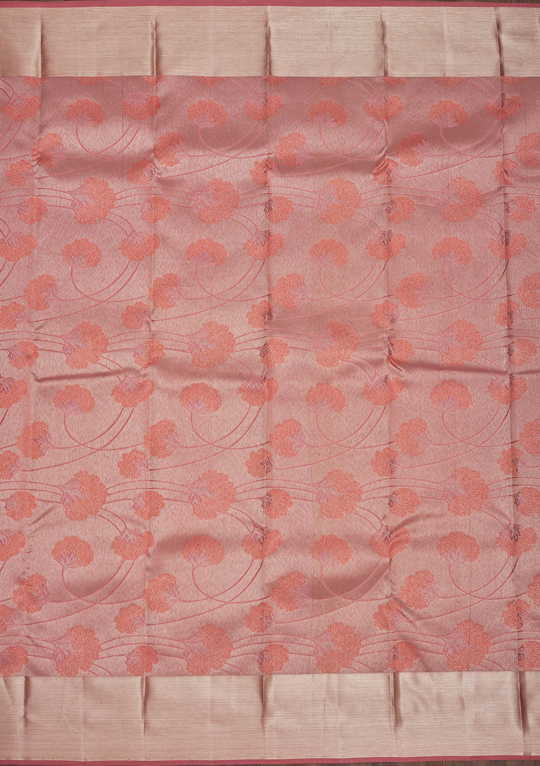 Peach Zariwork Pure Silk Saree