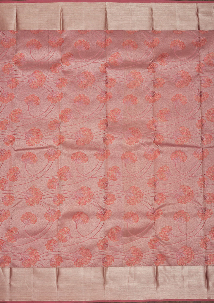 Peach Zariwork Pure Silk Saree