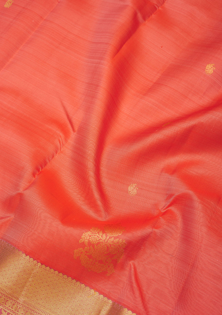 Peach Zariwork Pure Silk Saree