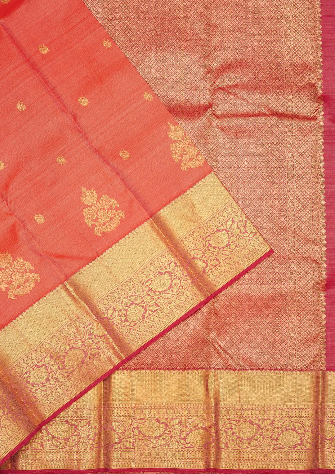Peach Zariwork Pure Silk Saree