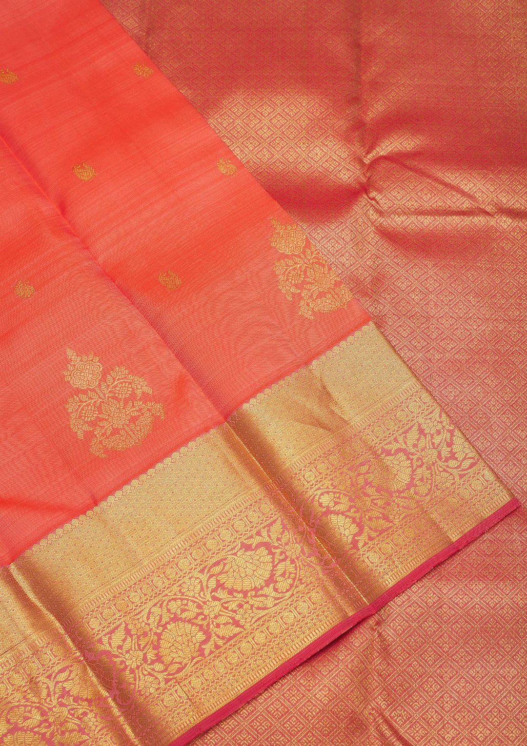 Peach Zariwork Pure Silk Saree