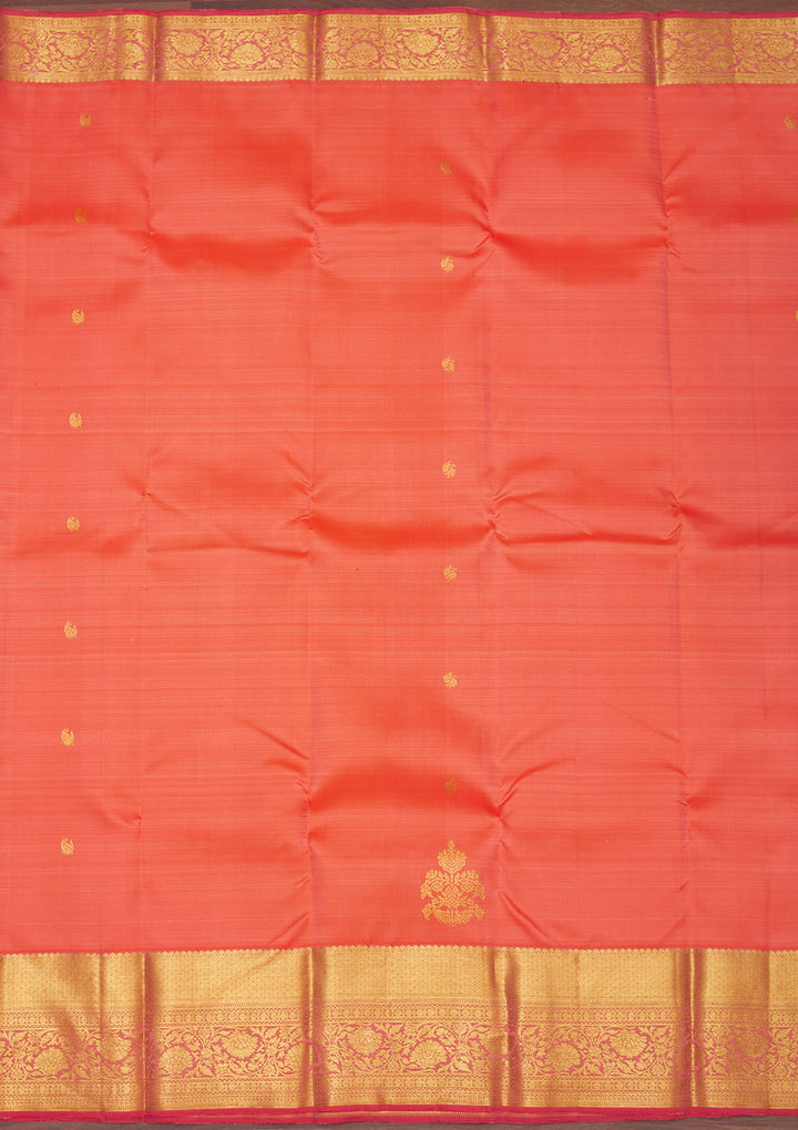 Peach Zariwork Pure Silk Saree