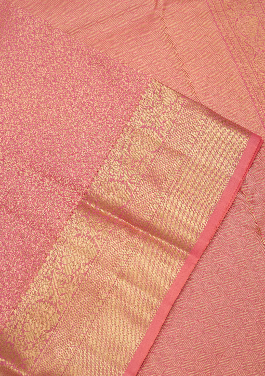 Peach Zariwork Pure Silk Saree