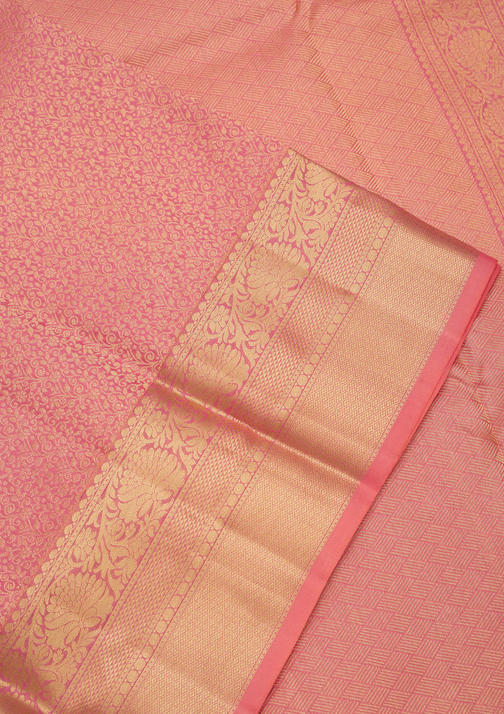 Peach Zariwork Pure Silk Saree