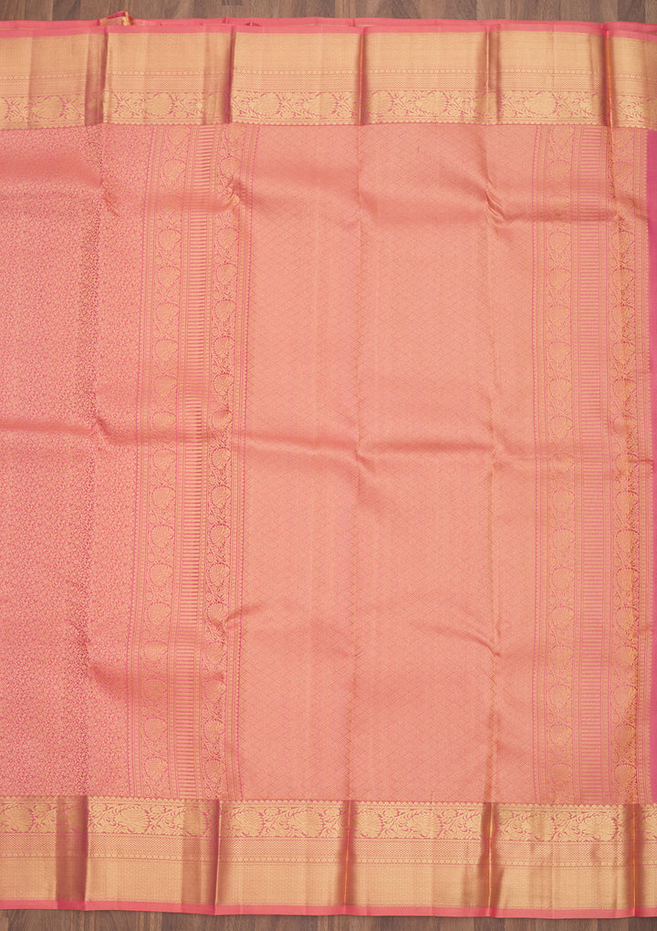 Peach Zariwork Pure Silk Saree