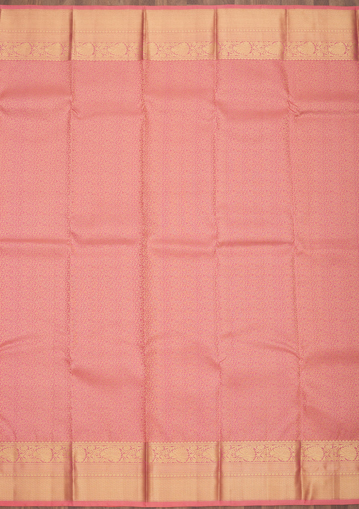 Peach Zariwork Pure Silk Saree