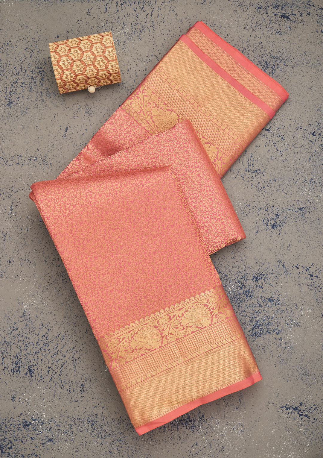 Peach Zariwork Pure Silk Saree
