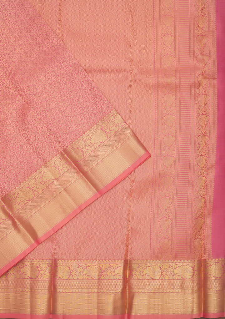 Peach Zariwork Pure Silk Saree