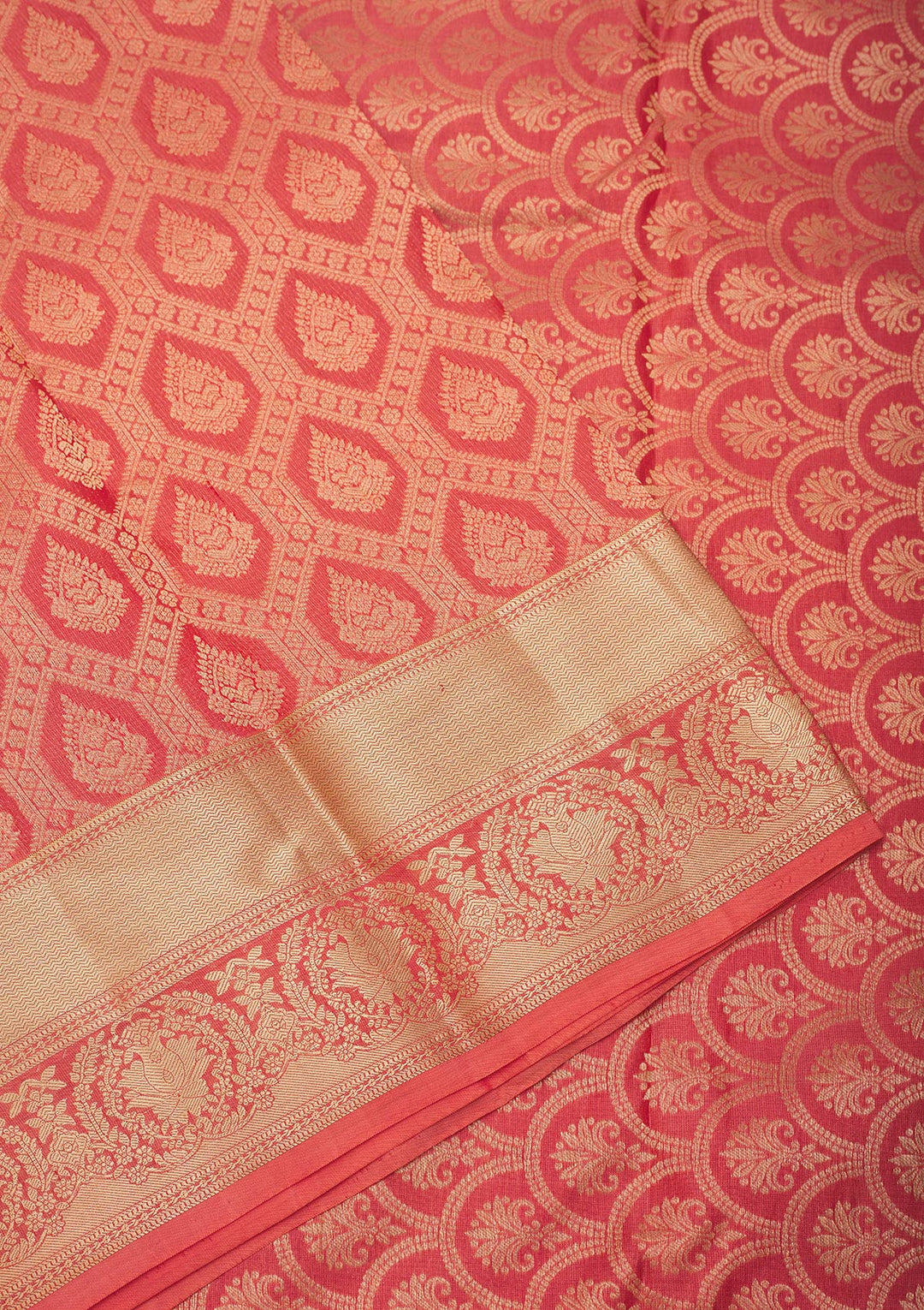 Peach Zariwork Pure Silk Saree