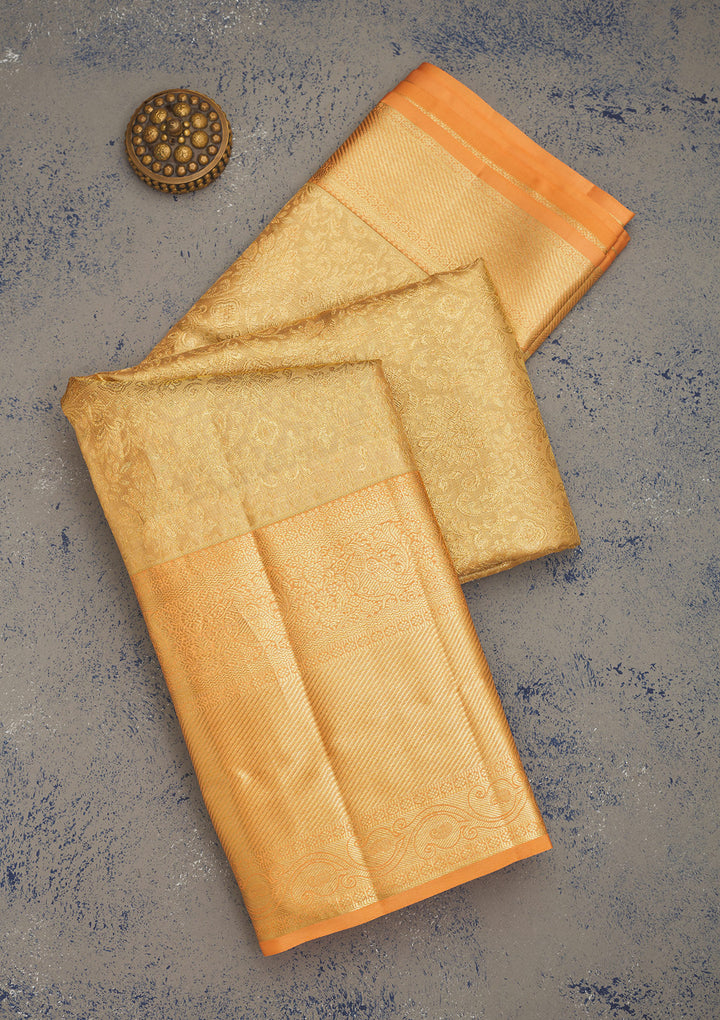 Peach Zariwork Pure Silk Saree