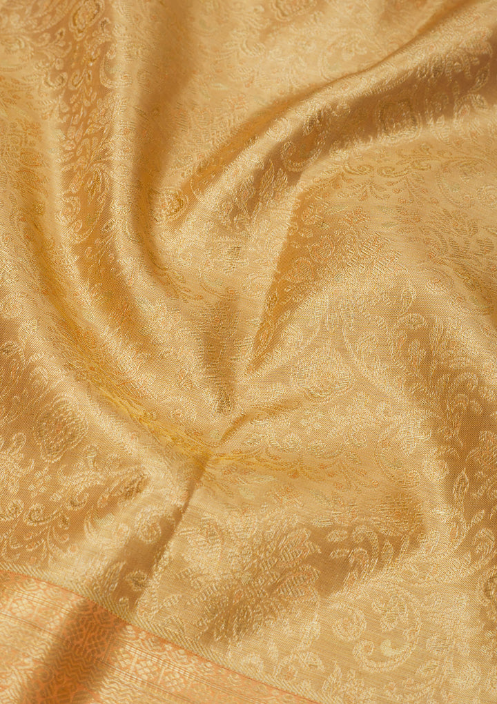 Peach Zariwork Pure Silk Saree