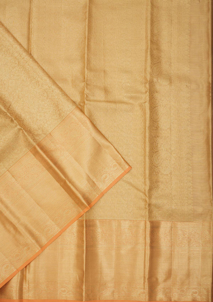 Peach Zariwork Pure Silk Saree