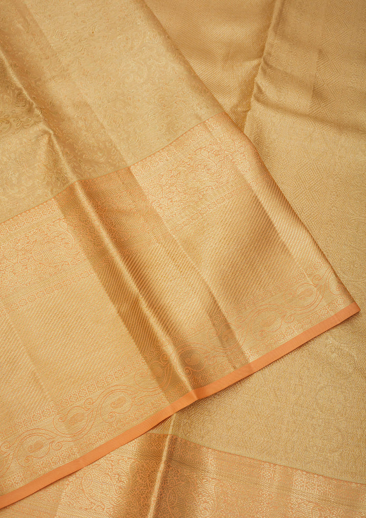 Peach Zariwork Pure Silk Saree