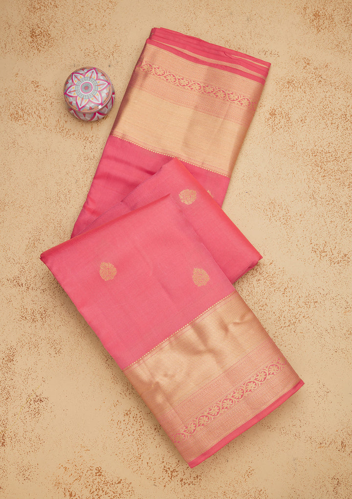 Peach Zariwork Pure Silk Saree