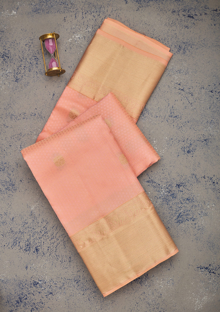 Peach Zariwork Pure Silk Saree