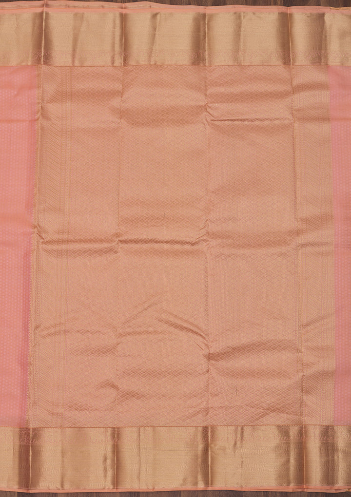 Peach Zariwork Pure Silk Saree