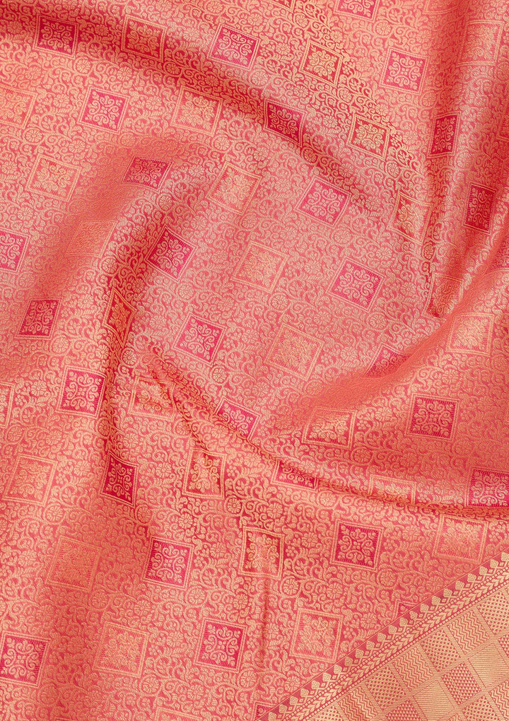 Peach Zariwork Pure Silk Saree
