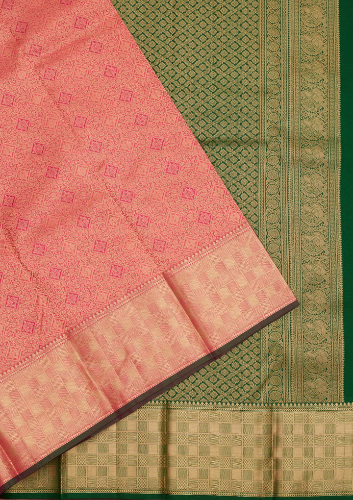 Peach Zariwork Pure Silk Saree