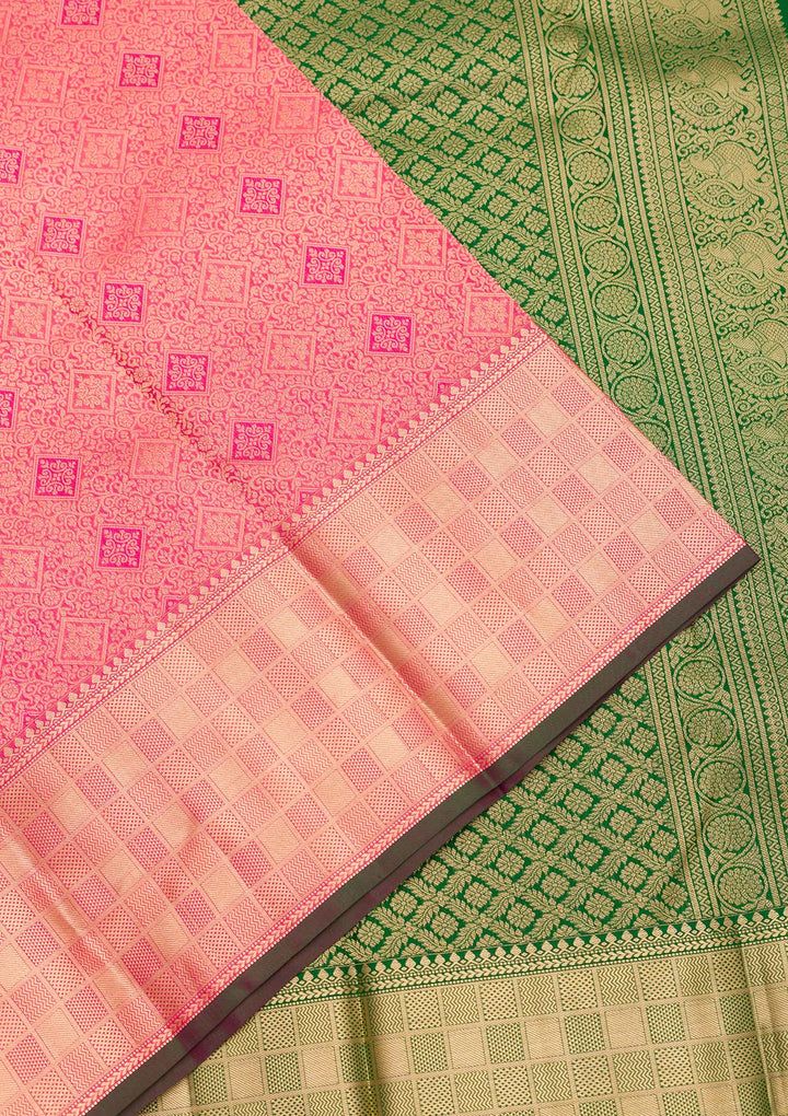 Peach Zariwork Pure Silk Saree