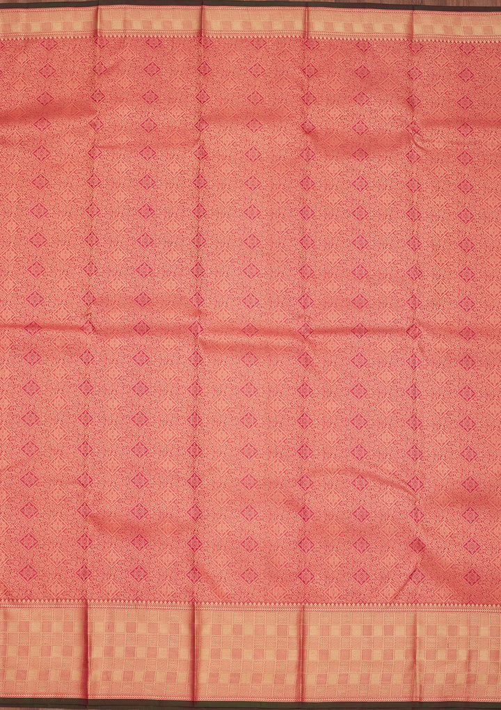 Peach Zariwork Pure Silk Saree