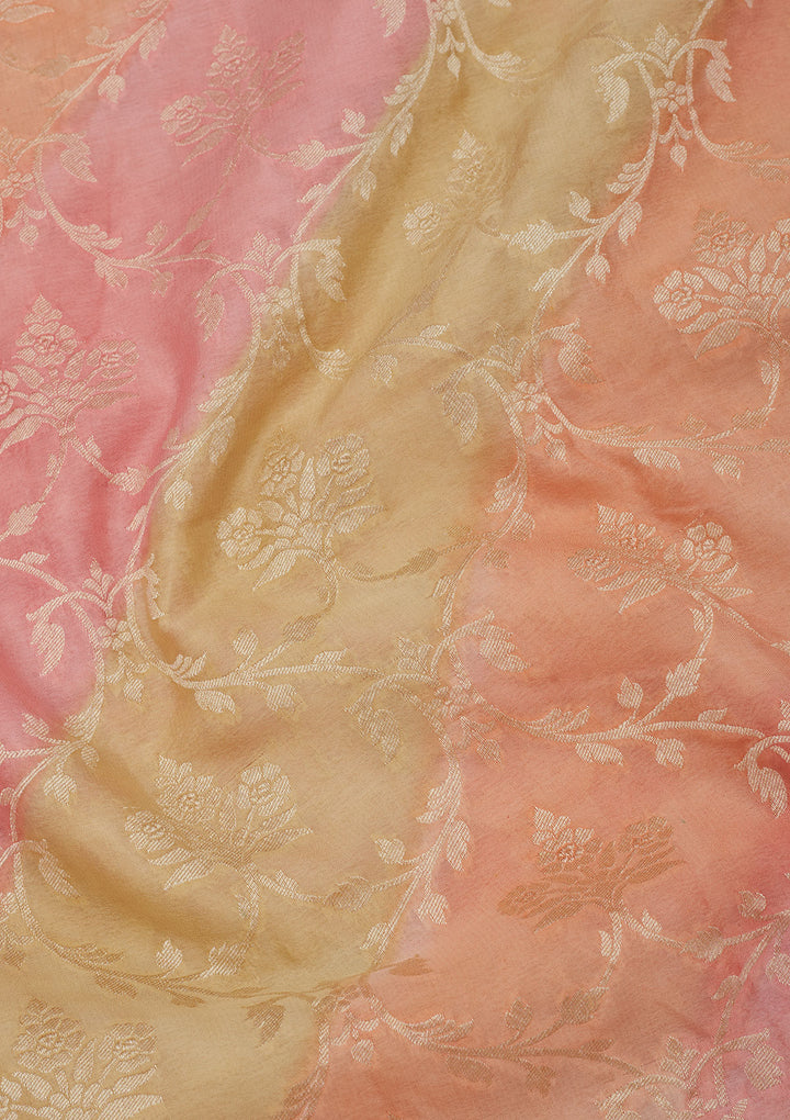 Peach Zariwork Pure Silk Saree
