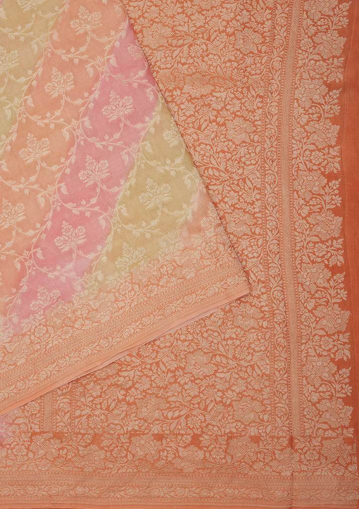 Peach Zariwork Pure Silk Saree