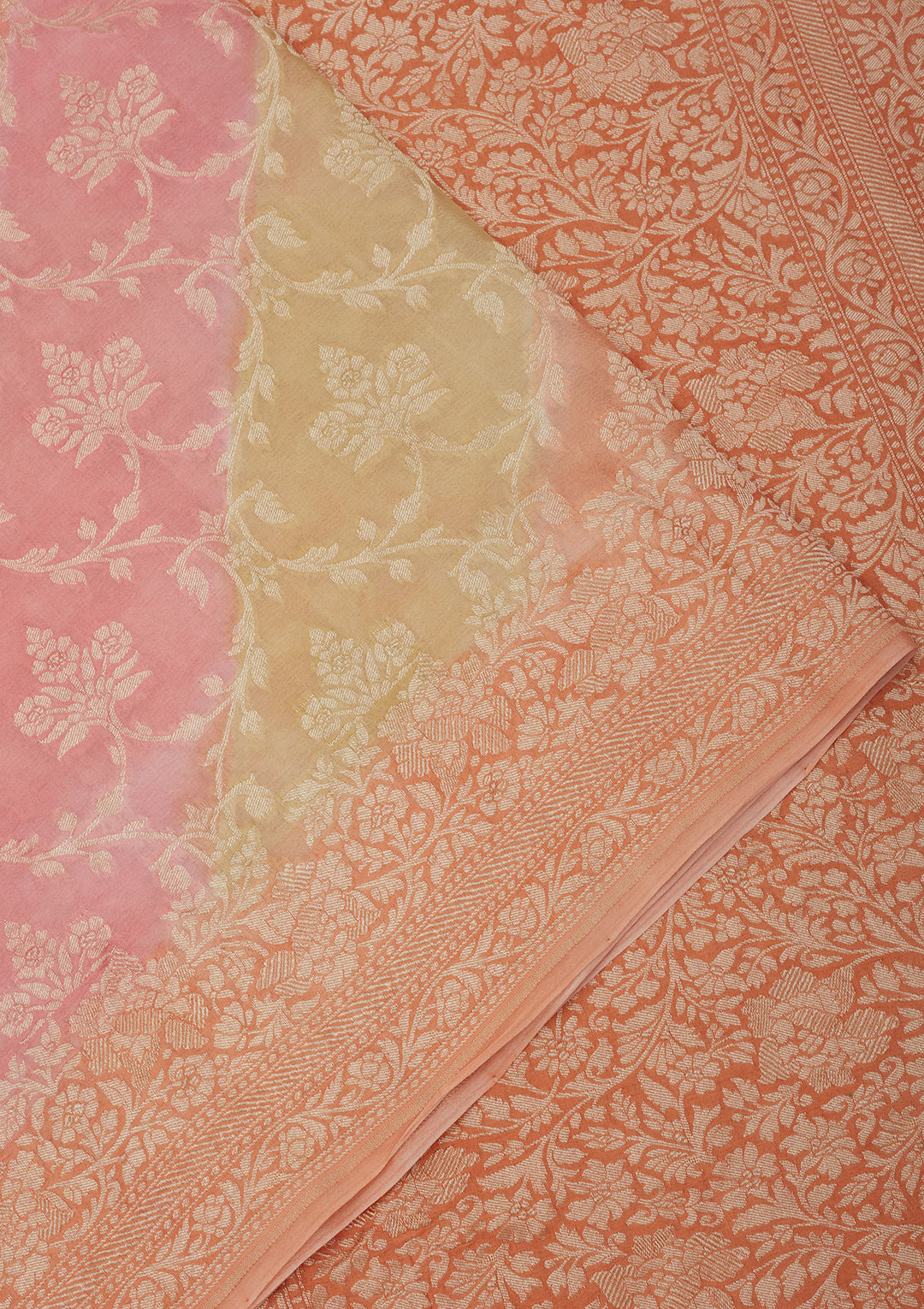 Peach Zariwork Pure Silk Saree