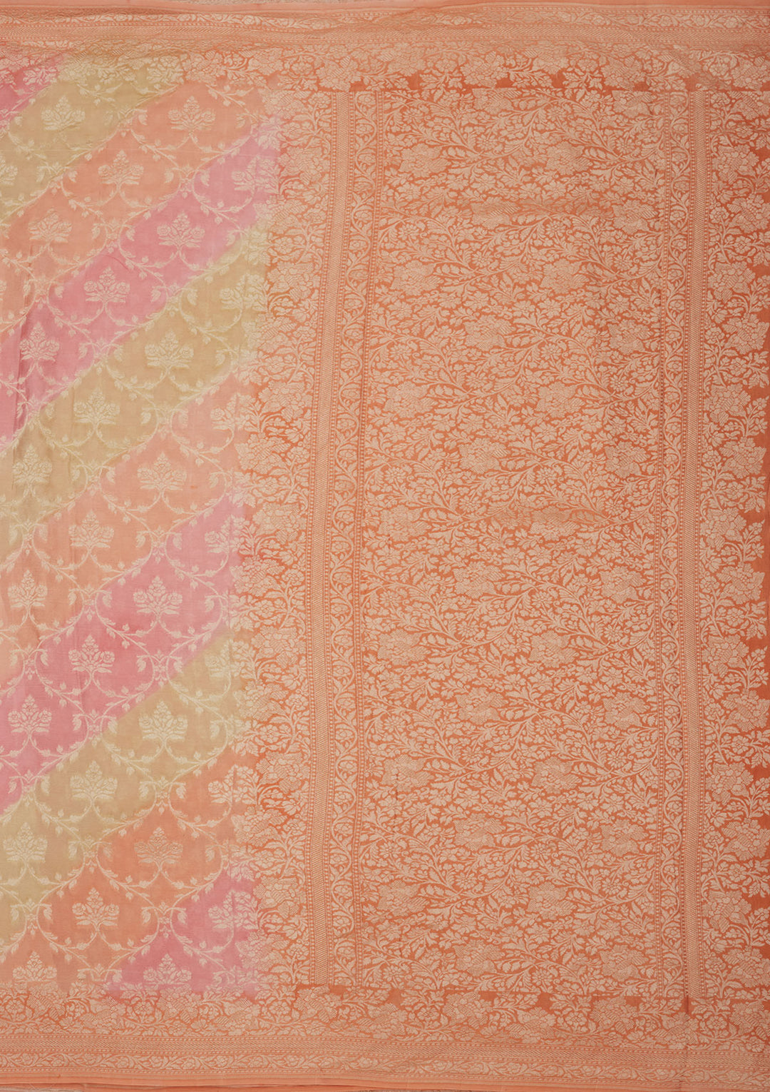 Peach Zariwork Pure Silk Saree