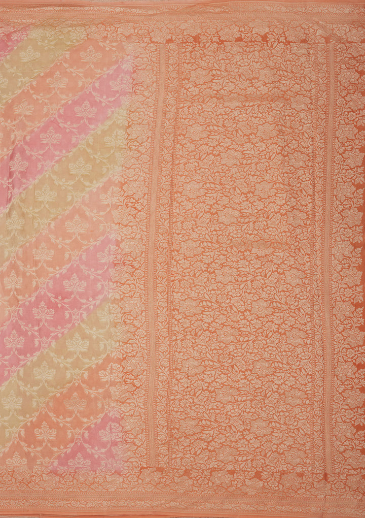 Peach Zariwork Pure Silk Saree