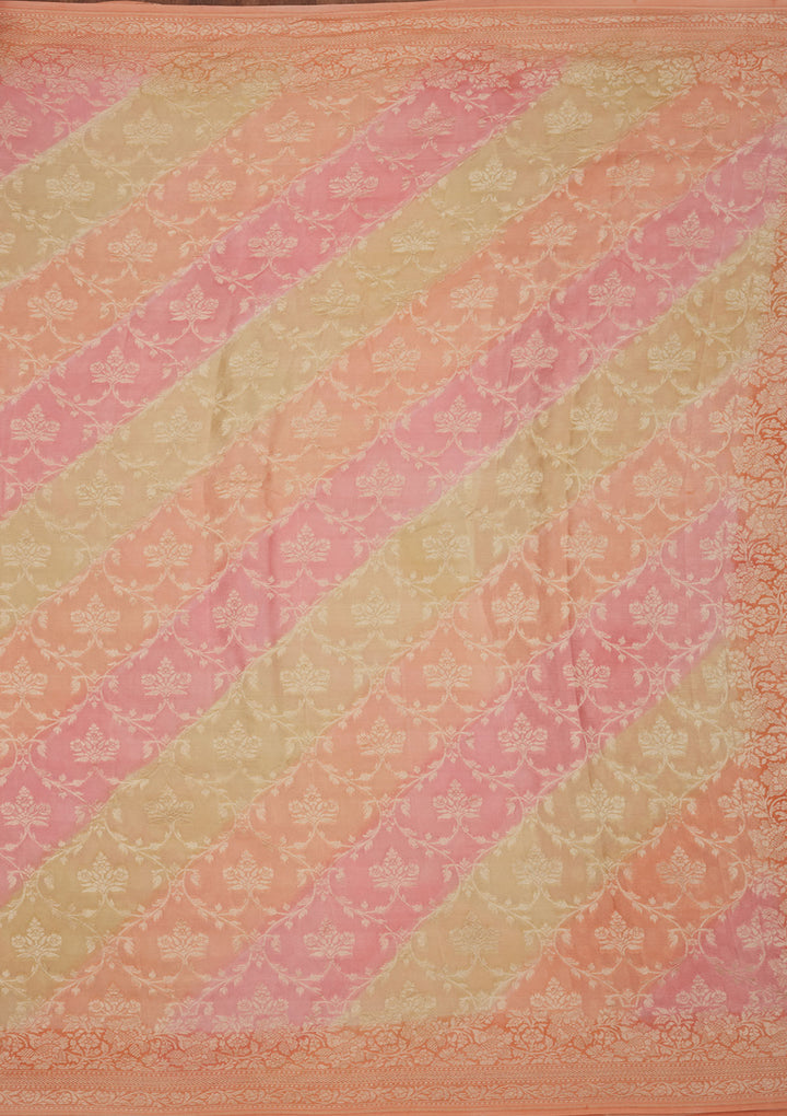 Peach Zariwork Pure Silk Saree