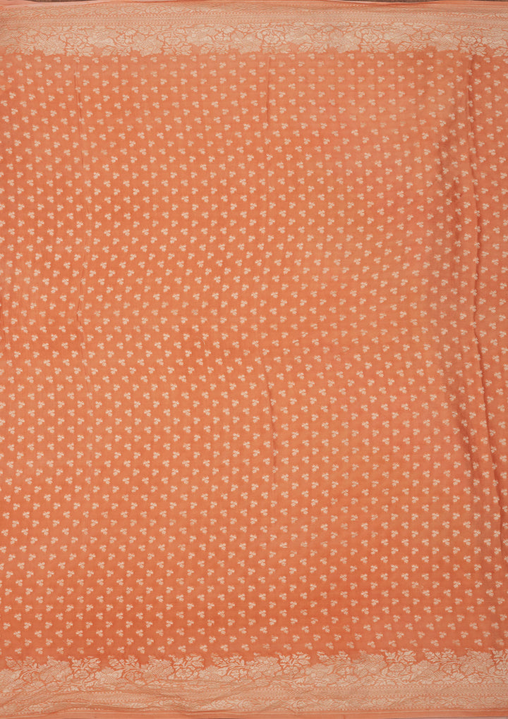 Peach Zariwork Pure Silk Saree