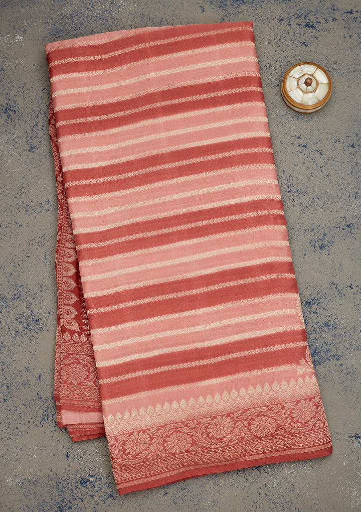 Peach Zariwork Pure Silk Saree