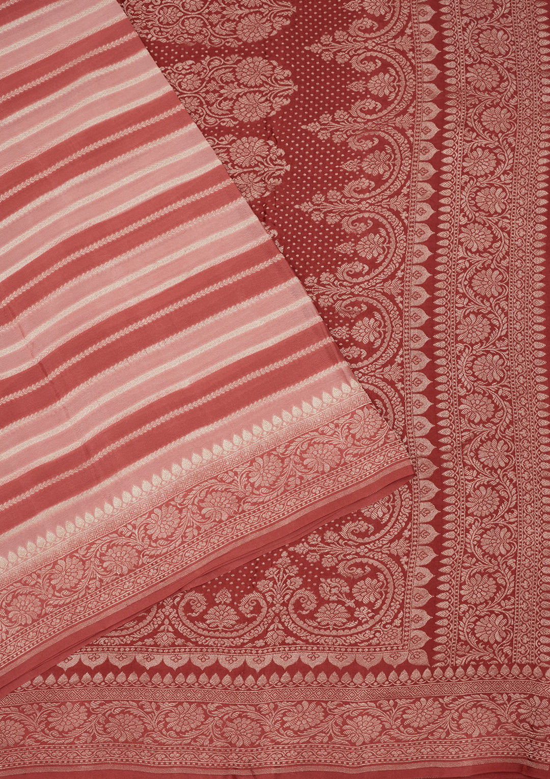 Peach Zariwork Pure Silk Saree