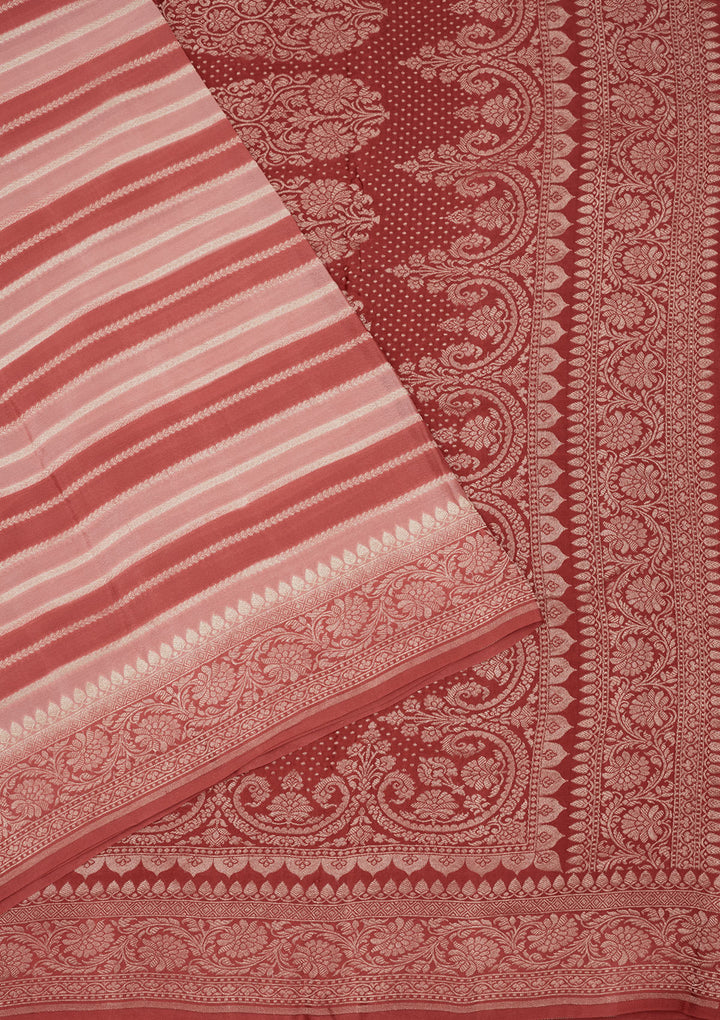Peach Zariwork Pure Silk Saree