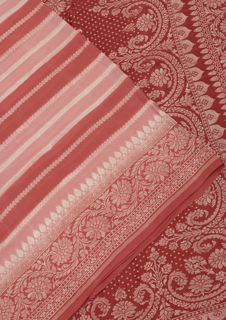 Peach Zariwork Pure Silk Saree