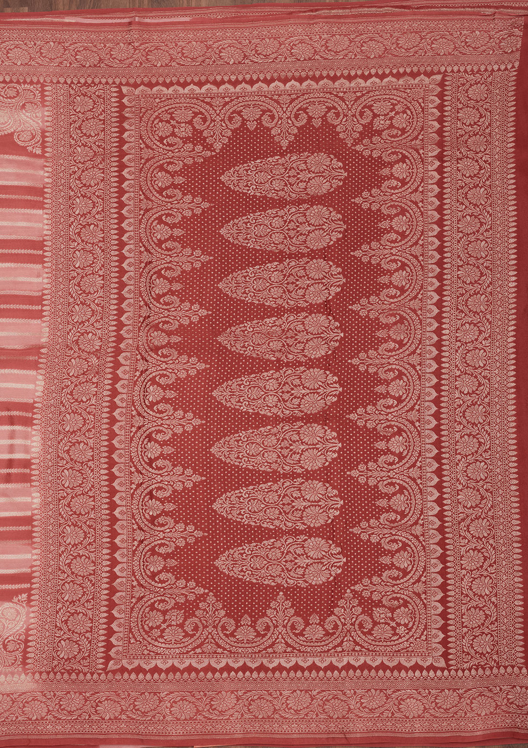 Peach Zariwork Pure Silk Saree