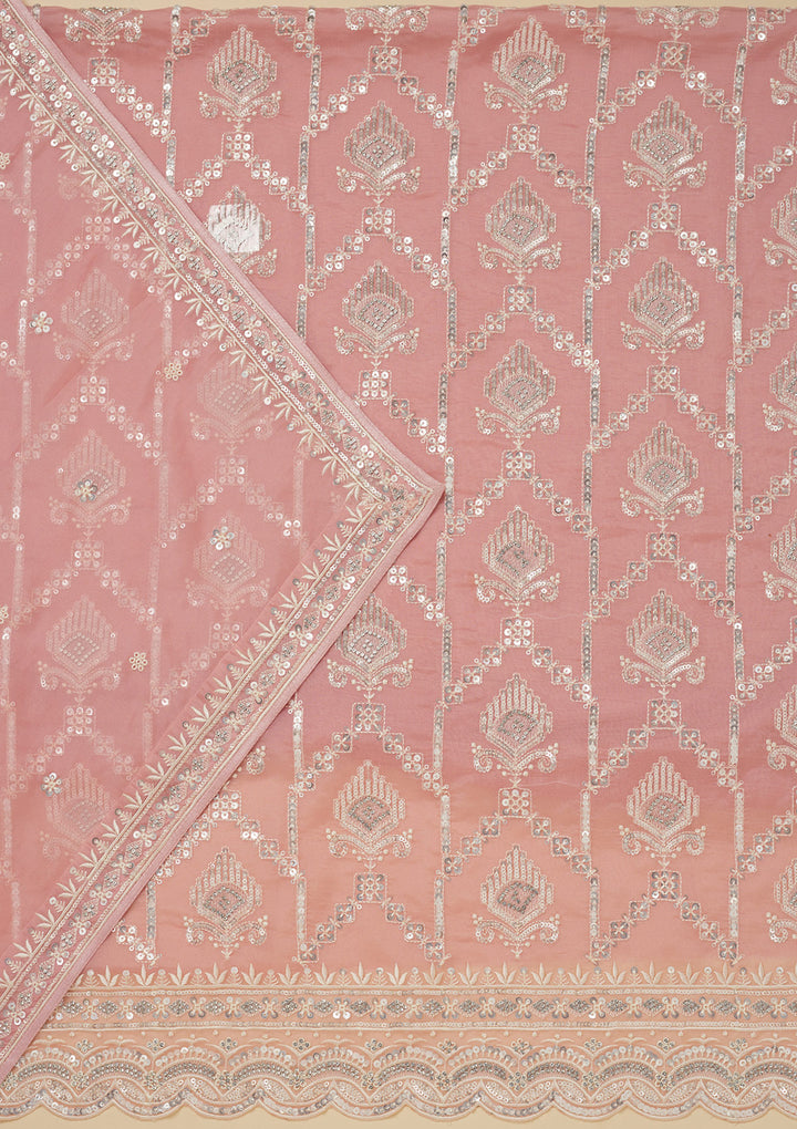 Peach Zariwork Tissue Unstitched Salwar Suit