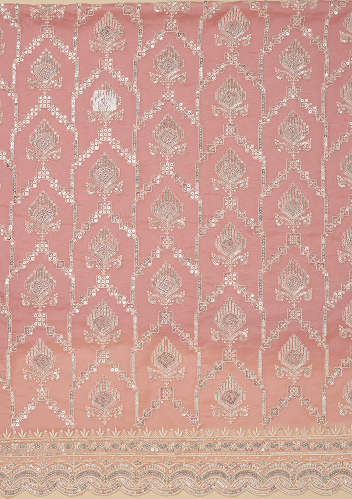 Peach Zariwork Tissue Unstitched Salwar Suit