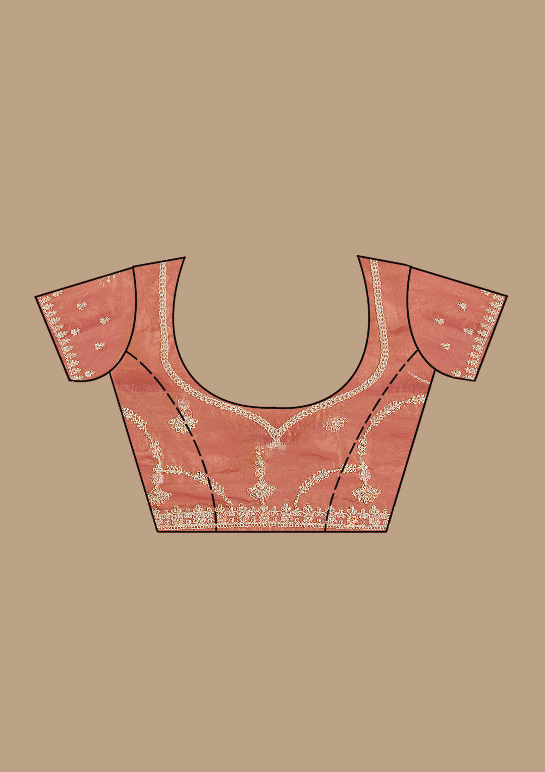 Peach Zariwork Tissue Saree