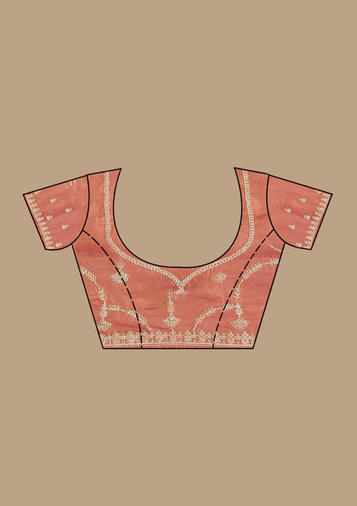 Peach Zariwork Tissue Saree
