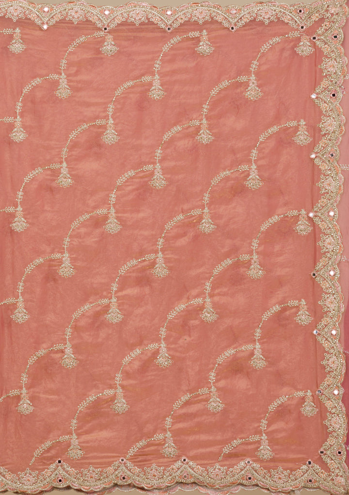 Peach Zariwork Tissue Saree