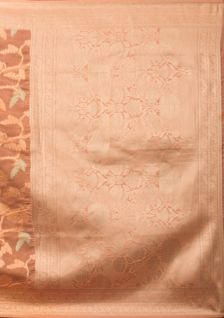 Peach Zariwork Tissue Saree